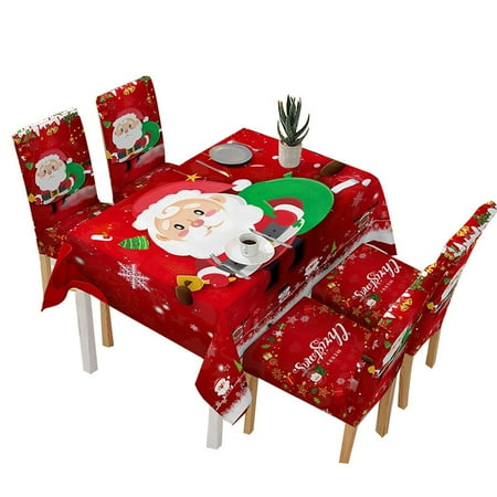 

Christmas Table and Chair Covers Santa Claus Bells Pattern for Kitchen Dining Table and Chair Covers Santa Claus Bells Pattern Covers Kitchen Dining Room Tablecloth Red Santa Tablecloth 140x140