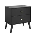 thumbnail image 1 of Wright Home Table de Nuit Moderne Mi-Siècle en Bois à 2 Tiroirs, Noir, 1 of 9