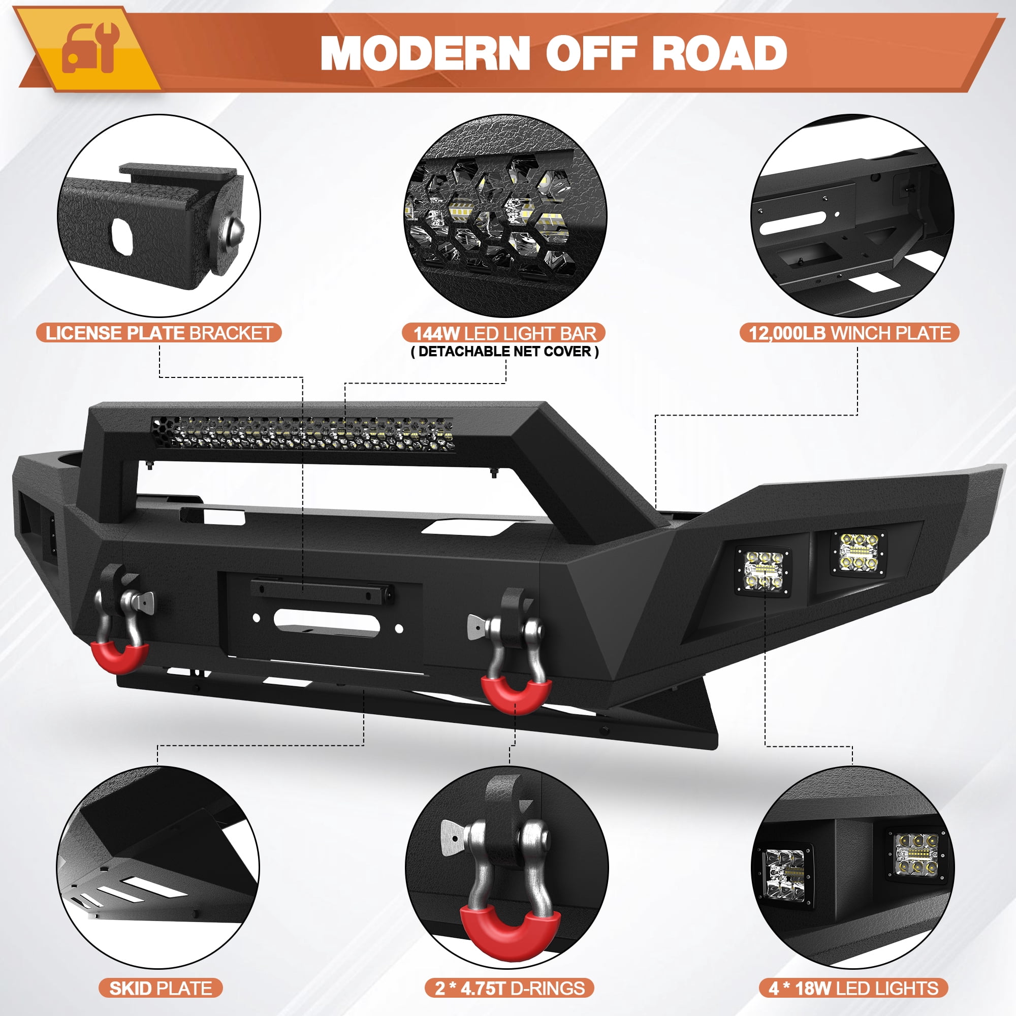 POFENZE Front Bumper for 2019 2020 2021 2022 2023 2024 Dodge Ram 2500/3500 Pickup Truck Bumper for Ram