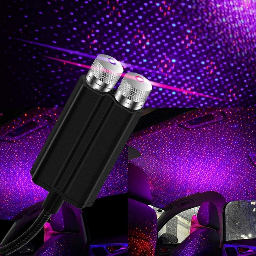 USB Night Light Star Projector LEDCARE 2 In 1 Car Ceiling Light Adjustable Romantic Red purple Blue Interior Light Portable USB Car Roof Star Projector For Cars Ceilings Bedrooms Walmart
