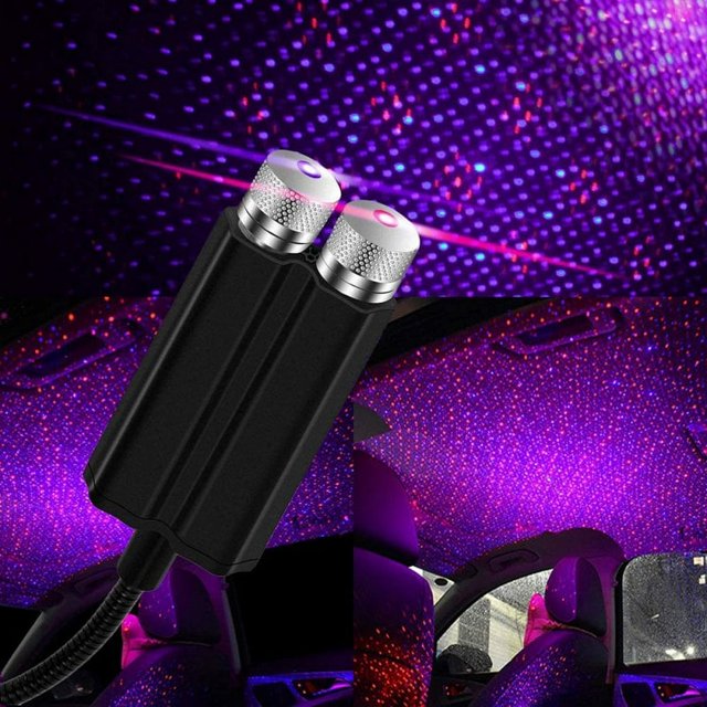 Projecteur d'Étoile de Nuit d'USB LEDCARE 2 en 1 de Plafond de Voiture Réglable Romantique Rouge/violet Lumière Intérieure Bleue Portable Projecteur d'Étoile de Toit de Voiture d'USB pour des Voitures Plafonds Chambres