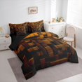 thumbnail image 3 of Feelyou Pixelated Blocks Miners Bedding Comforter Set 7 Pieces, Brown Grid Patchwork Full Bedding Set, Modern Video Gamepad Reversible Fitted Sheet Flat Sheet, Super Cozy Room Decor, 3 of 7