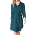 thumbnail image 4 of XIAONU Womens Modal Wrap Belted Robe Loose Fit Three Quarter Sleeve V Neck Loungewear Soft Comfy Sleep Robes, 4 of 9