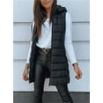 thumbnail image 2 of Fall Winter Women Sleeveless Long Vest Hooded Puffer Zipper Outwear Vest, 2 of 5