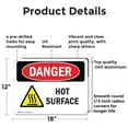 thumbnail image 2 of (2 Pack) Hot Surface OSHA Danger Sign 18 Inch X 12 Inch Indoor / Outdoor Rust-Free Aluminum Metal Signs for Workplace, Workshop, and Construction Site, Made in the USA, 2 of 8