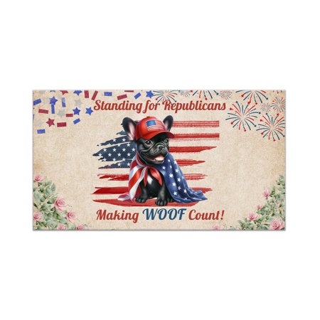 Republican French Bulldog Making Woof Count Election 2024 Doormat Dog Lover Gifts Indoor Outdoor Welcome Mat - 01002