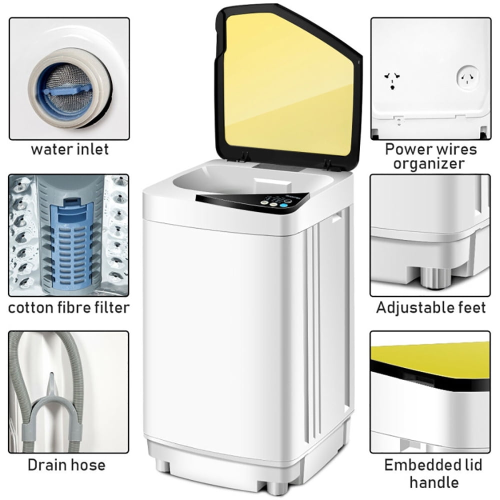 GVN Space Saving Full-Automatic Washer,Washing Machine,Full-automatic Washing Machine 7.7 lbs Washer / Spinner Germicidal-Yellow