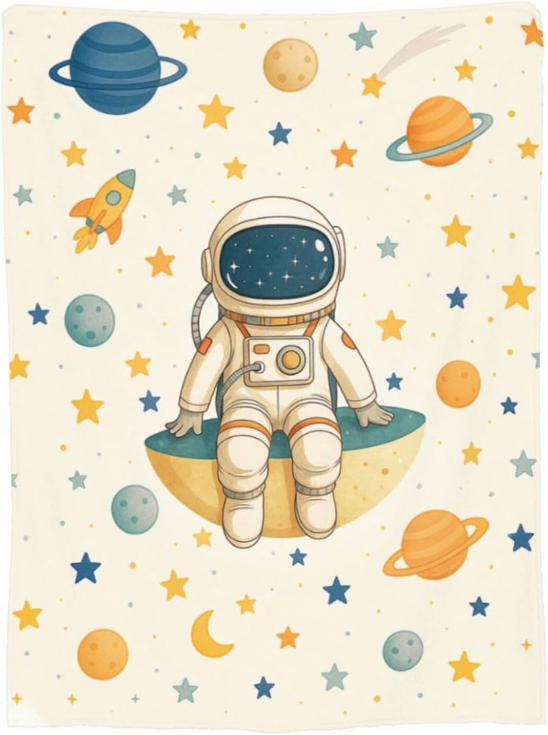 Astronaut Blanket Super Soft Warm Fluffy Fleece Flannel Space Blanket Cozy Fuzzy Plush Stuff Spaceman Bedding Blankets Gifts for Women Users men Women Adults 50"X40"