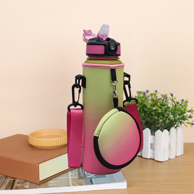 Cubierta De La Botella De Agua Termos para agua Cubierta De La Funda antideslizante para de 1000 ML Funda para botella deportiva de 1000 ML (amarillo rosa)