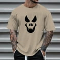 thumbnail image 2 of Men's T Shirts Halloween Casual Funny Face Printed Theme Short Sleeve Crew Neck Tops Comfortable Festival Loose Solid Color Summer Mens Shirts Khaki S, 2 of 4