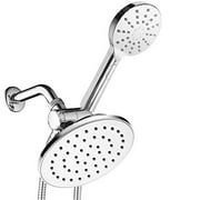 AquaSpa 6-inch Rain Shower Head/Handheld Combo. Convenient Push-Button Flow Control Button for easy one-handed operation. Switch flow settings with the same hand! Premium Chrome
