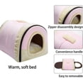 thumbnail image 3 of Cat Bed 2-in-1 Foldable Pet Bed for Cats and Small Dogs Pet Tent Cave Bed, Crystal Velvet Indoor Outdoor, Pink 42*36cm, 3 of 4