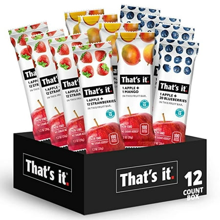 That s it. Apple + Variety 100% Natural Real Fruit Bar Best High Fiber Vegan Gluten Free Healthy Snack Paleo for Children & Adults Non GMO No Added Sugar No Preservatives Energy Food (12 Pack)