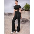 thumbnail image 3 of Leggins YEOREO Workout Flare con bolsillos, color negro arrugado, talla M, para mujer, 3 of 7
