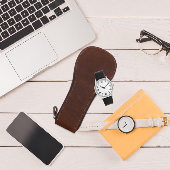 WHAMVOX 1Ud Estuche Portátil De Cuero Café Para Almacenamiento Seguro De Relojes En Viaje