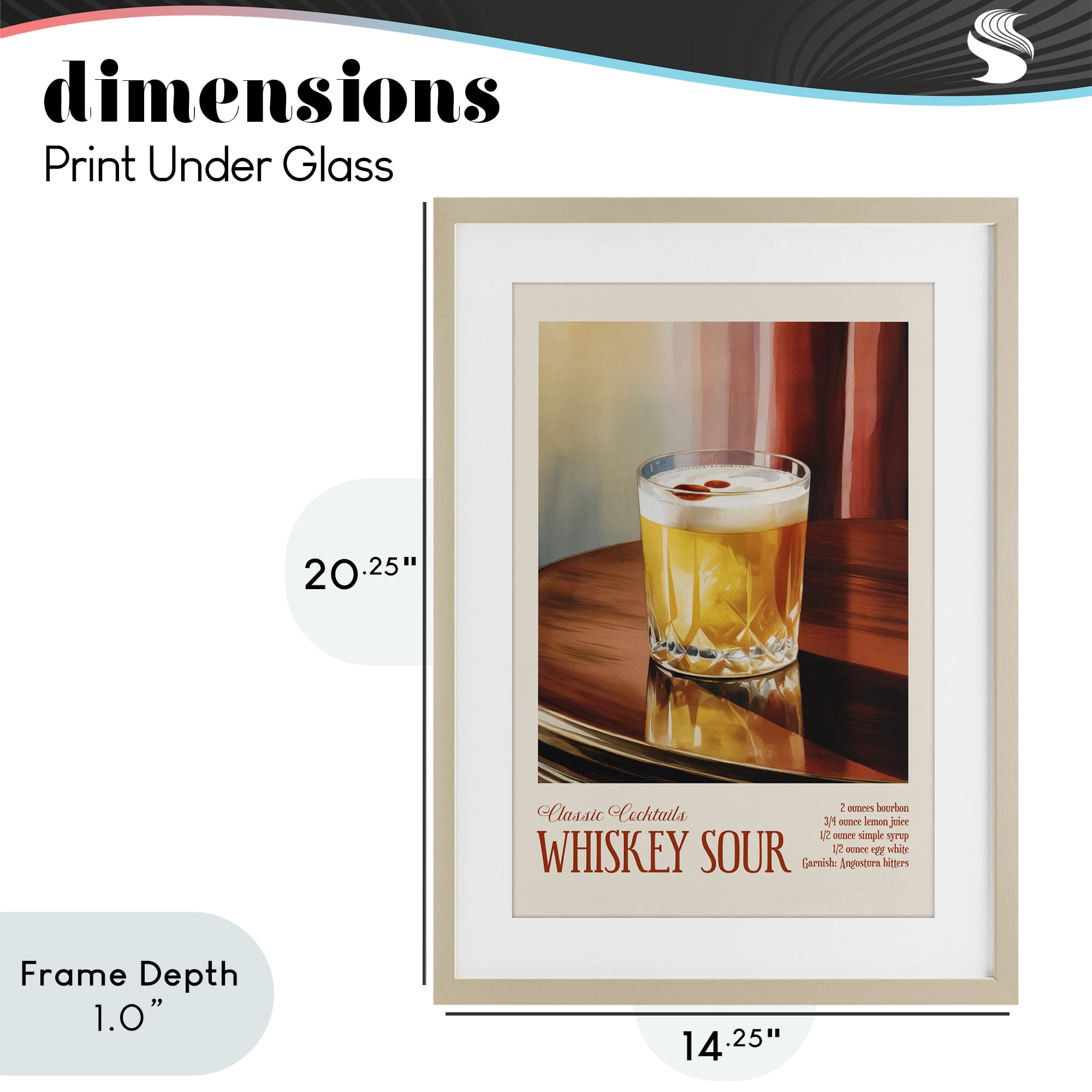 Stupell Industries Whiskey Sour on Table Birch Framed Print Under Glass, design by Andreas Magnusson