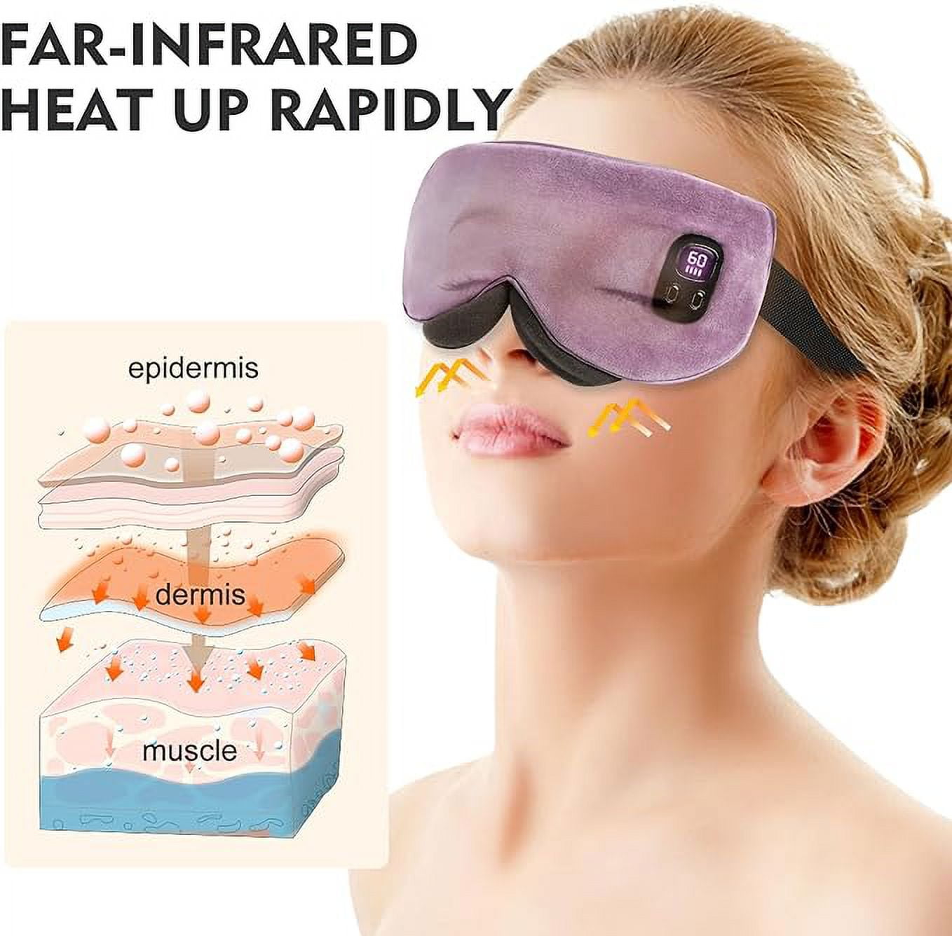 Aroma Season Heated Eye Mask Cordless, Warm Eye Compress for Dry Eyes, Styes, Blepharitis, Chalazion, Heat Therapy to Unclog Gland, Soothe Tired and Sore Eyes