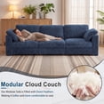 thumbnail image 3 of Holaki 138" Oversized Modular Sectional Sofa, 3 Seater Comfy Cloud Couch with 2 Built-in Side Tables for Living Room, Modern Wide Seat Down-Filled Sofa with Storage Space, Blue, 3 of 10
