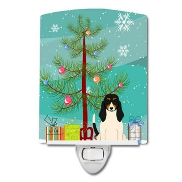 Carolines Treasures Merry Christmas Tree Swiss Hound Ceramic Night Light 6x4x3 multicolor