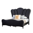 thumbnail image 3 of Eleena King Bed-Scalloped Padded Channel Tufting-Black Upholstery, 3 of 11