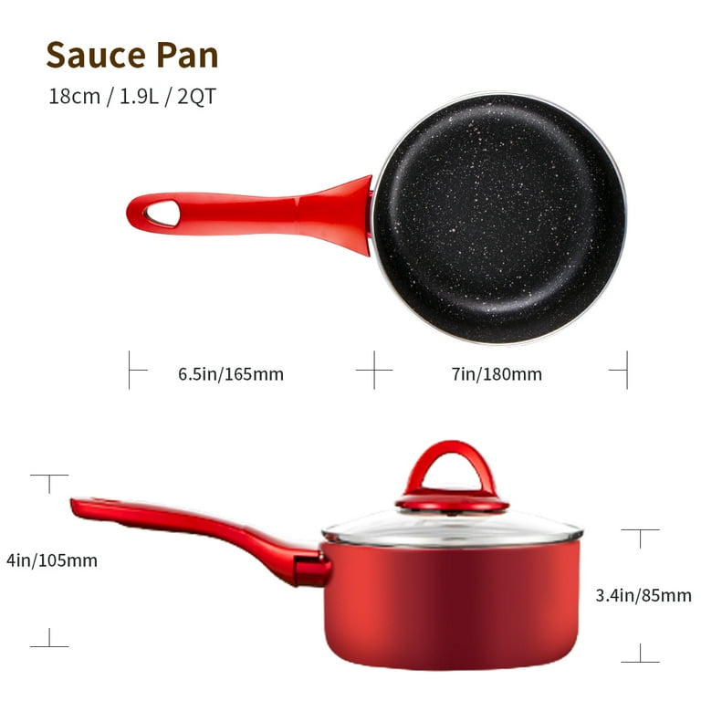 HLFRG Saucepan Set with Lid, Nonstick 2Qt & 3Qt Sauce Pan Set with Lid,  Small Pot with Lid, Natural Granite Nonstick Saucepan Set, Small Sauce  Pots
