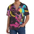 thumbnail image 1 of Fotbe Neon Gothic Skull Moon Camisa Estampada de Manga Corta para Hombre, Casual de Verano, Estilo Playero, Sin Arrugas-XX-Large, 1 of 5