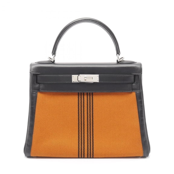 Pre-Owned Hermes Hermès Kelly 28 handbag in calfskin toile Potamos box calf leather.... (Good)