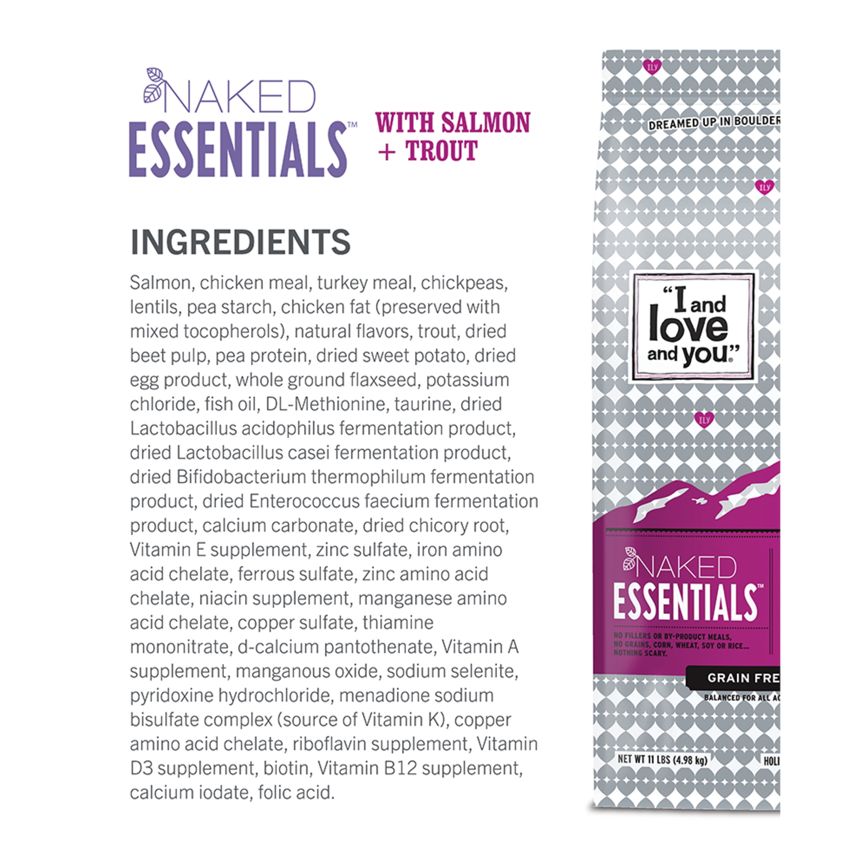 "I and love and you" Naked Essentials Grain-Free Salmon & Trout Dry Cat Food, 11 lb