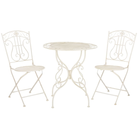 SAFAVIEH Semly Rustic Outdoor Patio 3 Pc Bistro Set, Pearl White