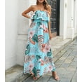 thumbnail image 3 of Women's Boho Floral Print Off Shoulder Long A Line Dress, 3 of 15