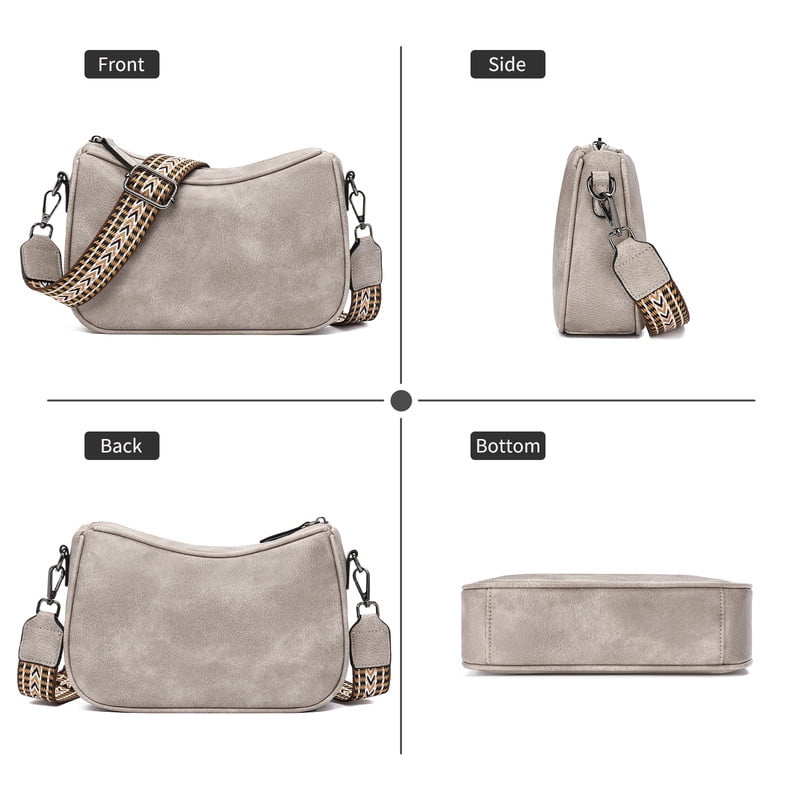 GAEKEAO Women's Shoulder Bag, Medium Handbag, Women's Leather Crossbody Bags with Adjustable Coloured Strap