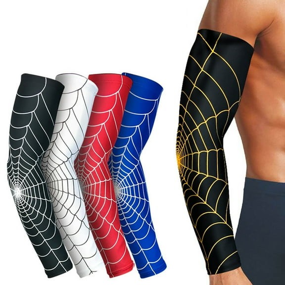D GROEE 1Pair UV Sun Spider Web Pattern Arm Sleeves for Men & Women Sports Compression Breathable Sleeve