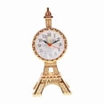 thumbnail image 4 of Reloj despertador de mesa con forma de Torre Eiffel, fácil de leer, multiusos, práctico para mesita de noche. Oro, 4 of 8