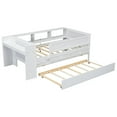 thumbnail image 6 of Tcbosik Twin Size Daybed with Trundle and USB Ports, Sofa Bed with Side Table and 2 Drawers, Wood Bed Frame with Shelves and Guardrail for Bedroom, Living Room, Guest Room, White, 6 of 10