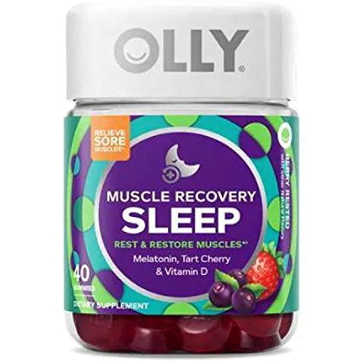 Olly Muscle Recovery Sleep Gummy! 40 Gummies Berry Rested Flavor