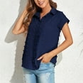 thumbnail image 4 of Bigersell Ladies Summer Tops Women's Casual Fashion Summer Chiffon Short Sleeve Button Cardigan Shirt Tops Blouse Women Peplum V-Neck Short Sleeve Summer Tops Style B53033, Navy L, 4 of 6