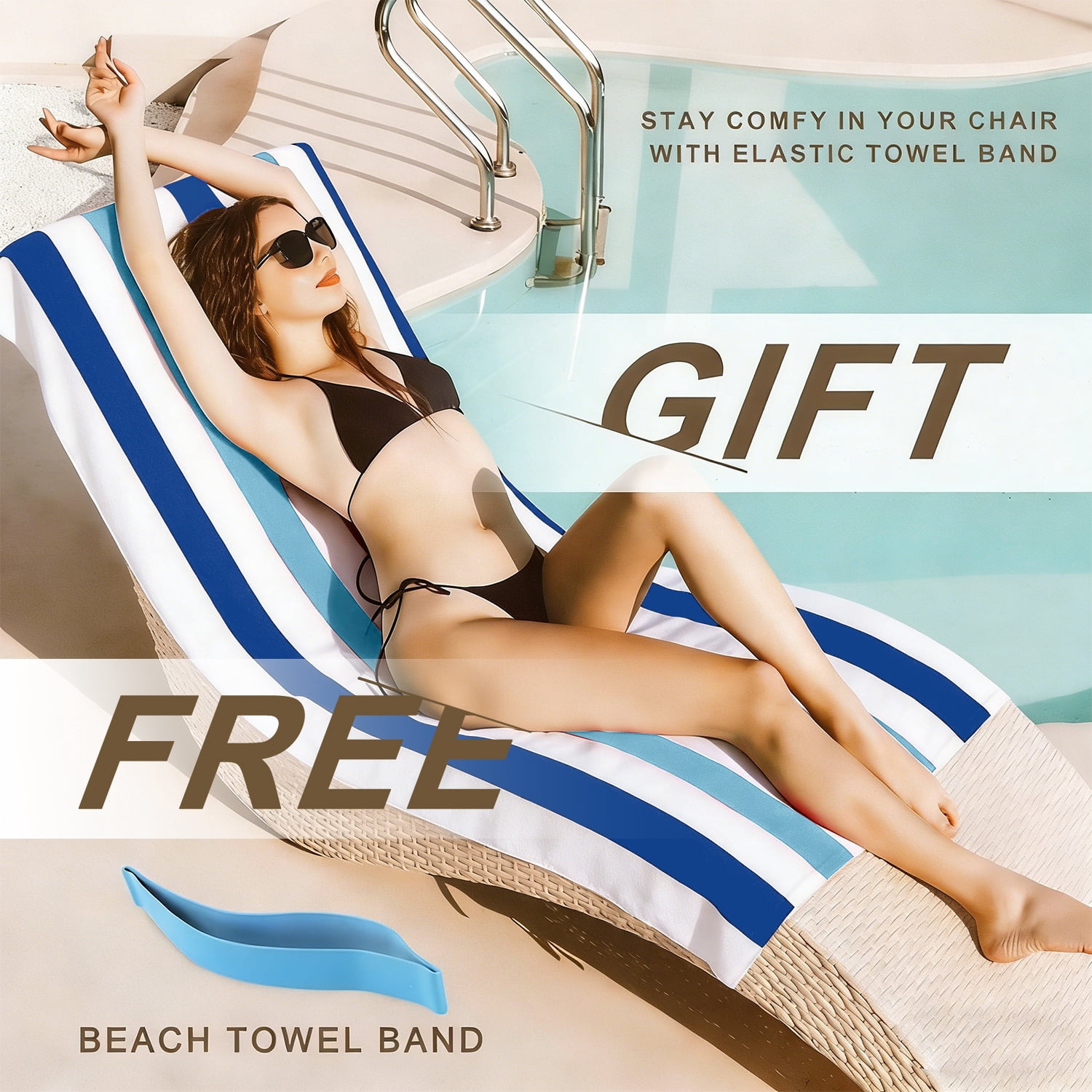 Beartech 4 Pieces Beach Towel Set,30x60 inches Striped Beach Towels Soft Camping Travel Towels, Lightweight Quick Dry Pool Towels for Beach Shower Towels Swim Towels Absorbent for Adults