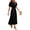 Black, variant on Womens Summer Midi Dresses Puff Short Sleeve V Neck Swiss Dot Pleated A Line Flowy Long Wedding Guest Dress