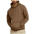 thumbnail image 2 of Zylanna Men's Pullover Hoodies, Workout Running Long Sleeve Elastic Hooded Sweatshirt Athletic Jacket with Pockets Coffee Size M, 2 of 9