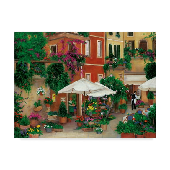 Trademark Fine Art 'Flowers By The Cafe' Canvas Art by Betty Lou