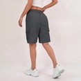 thumbnail image 6 of HKYNLAG Women's Bermuda Long Shorts with Pockets Elastic Waisted Knee Length Shorts for Women Walking Athletic Lounge Dark Gray L, 6 of 6