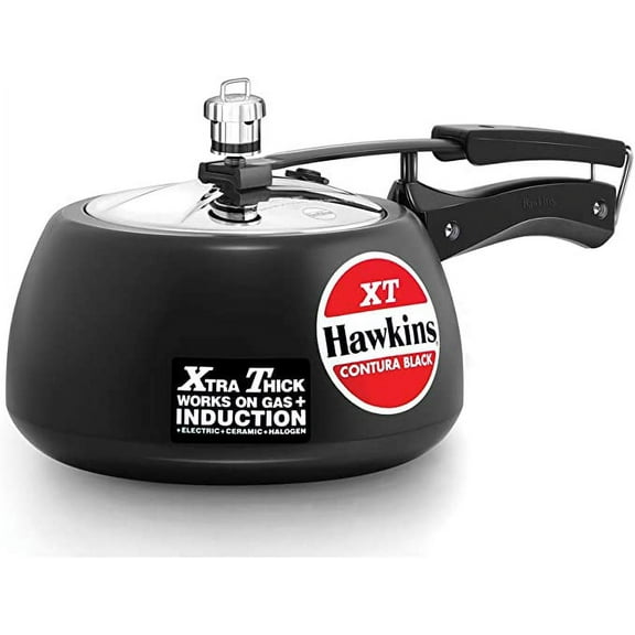 Hawkins Contura Black XT 3 Litre Pressure Cooker, Hard Anodised Cooker, Induction Cooker, Handi Cooker, Black (CXT30)
