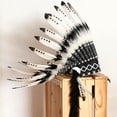 thumbnail image 1 of Sombro de Plumas Indio de Jefe Negro, Accesorios Divertidos para Fiestas infantiles, dramas, festivales, juegos con materiales seguros, 1 of 7