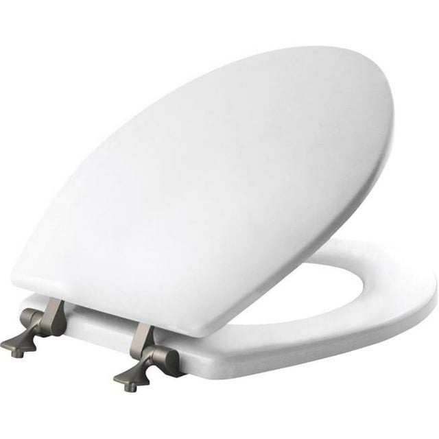 Siège de Toilette Rond en Bois Moulé Blanc à Fermeture Lente