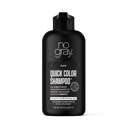 No Gray Quick Permanent Hair Color Shampoo, Black, 8.45 fl oz Bottle