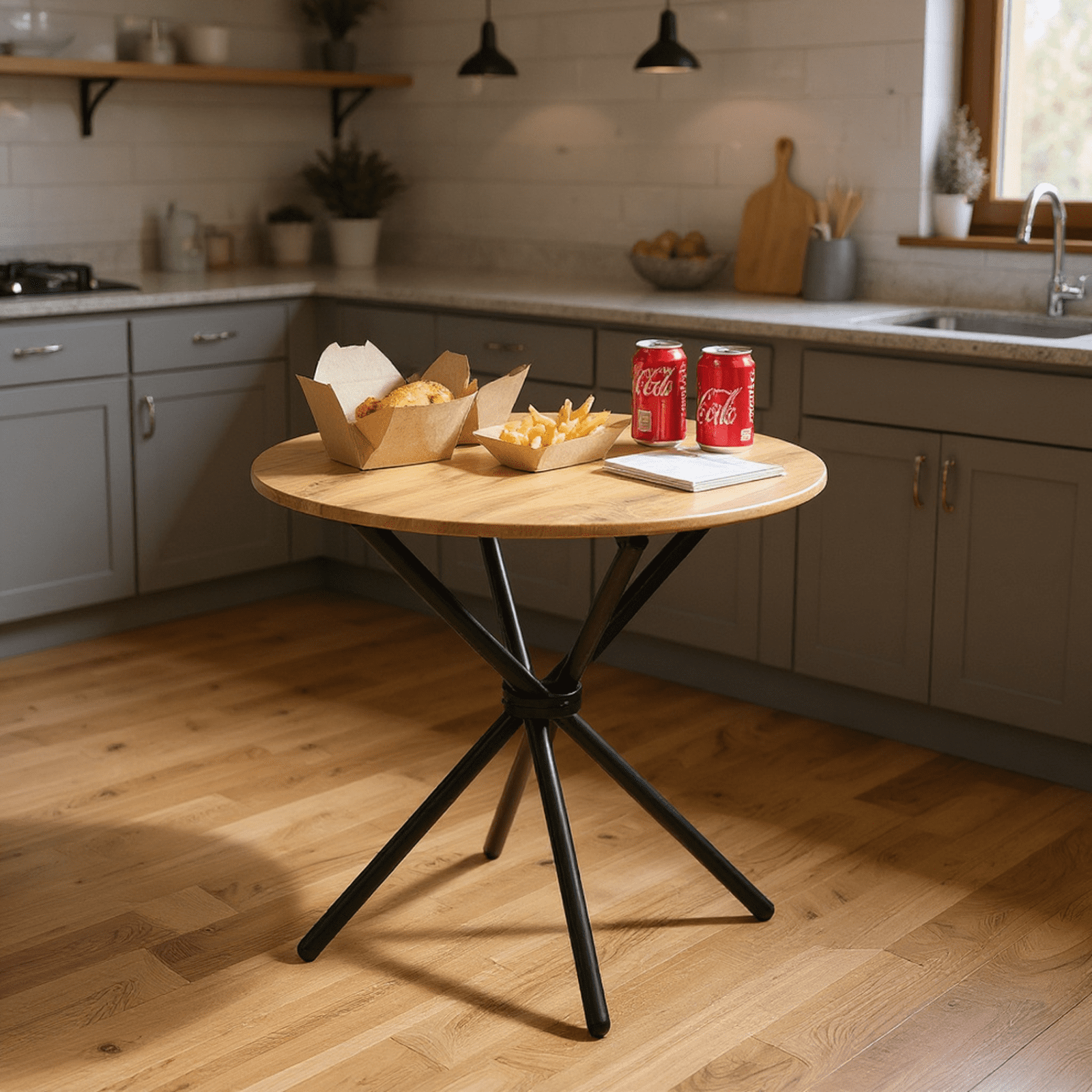 Homy Casa 31.5in Round Dining Table, Small Space Kitchen Table with Metal Legs for 2–4 People