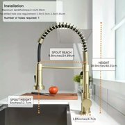 Brushed Gold Kitchen Faucet with Pull Down Sprayer Single Handle Spring Faucet