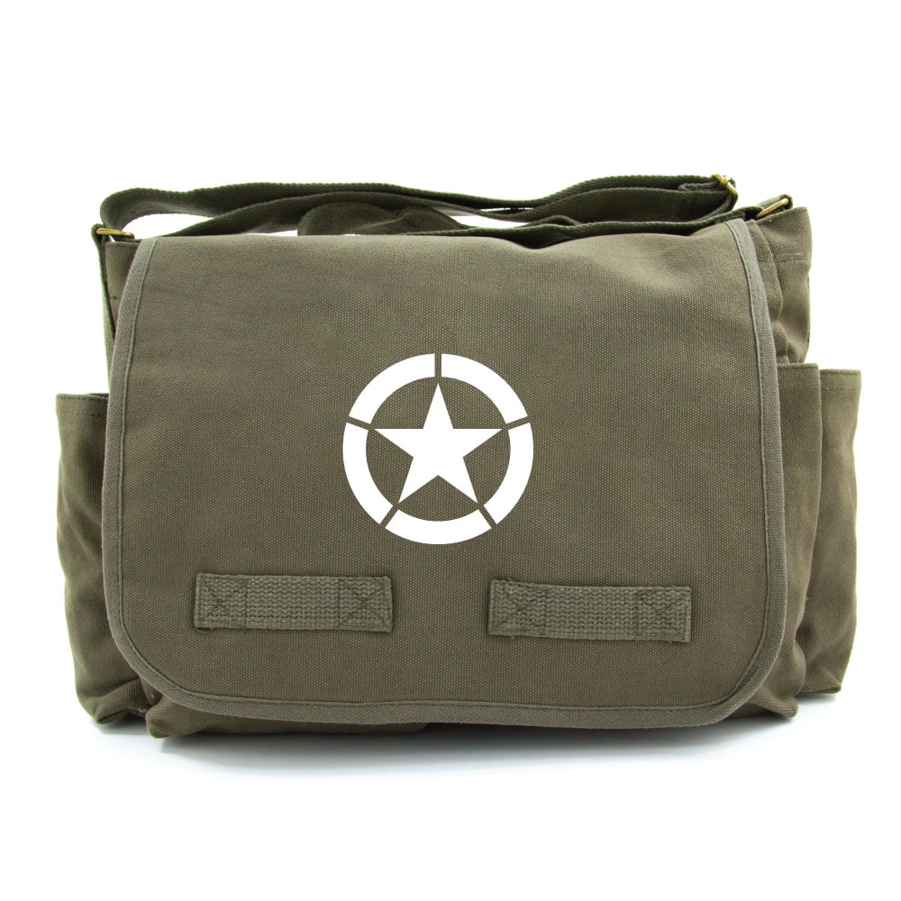 World War 2 Military Jeep Star Army Heavyweight Canvas Messenger Shoulder Bag World War 2 Military Jeep Star Army Heavyweight Canvas Messenger Shoulder Bag