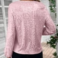 thumbnail image 6 of Laqbezok Dazzling Sequin V Neck Balloon Sleeve Top, Women's Shimmering Evening Party Blouse, Glamorous Sparkly Holiday Outfit, 6 of 8