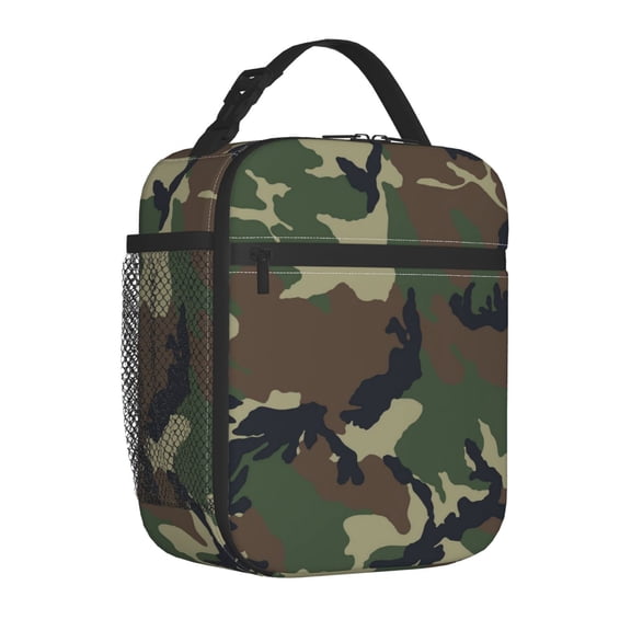 Camouflage Pattern Insulated Lunch Bag for Men Women Reusable Compact Cooler Tote Lunchbox